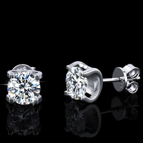 💎 NEW Certified 1ctw Brilliant Round Moissanite Solitaire Stud Earrings S925 - Picture 1 of 6